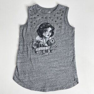 Disney Art Of Snow White Size S Womens Sleeveless Top Gray Studs Rhinestones